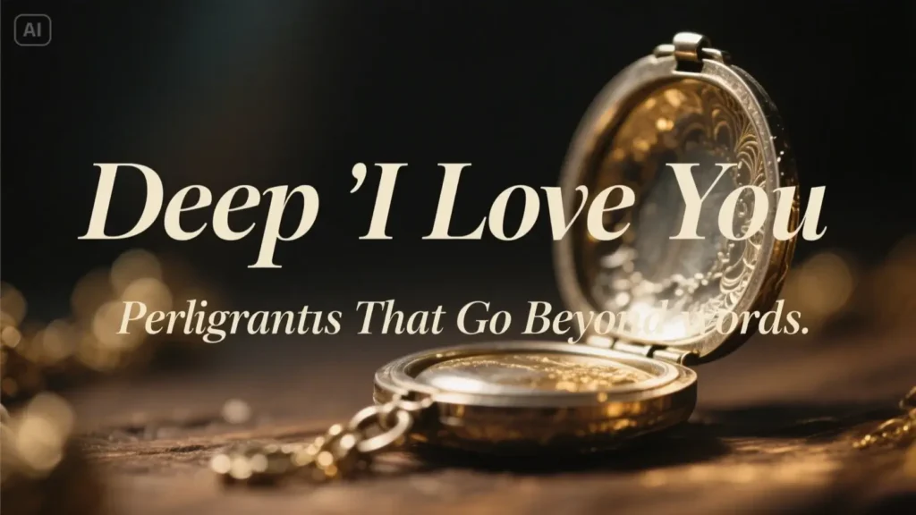 An opening locket with a magical glow, with the text "Deep 'I Love You' Paragraphs That Go Beyond Words," for a section about profound love messages.
